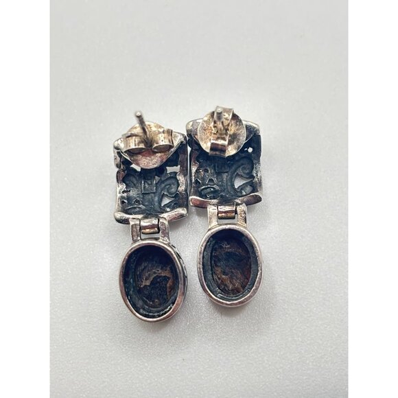 Abalone & Sterling Silver 925 Earrings With Intricate Design - Picture 2 of 12